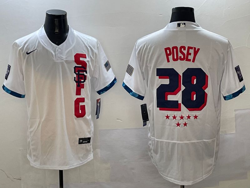 Men San Francisco Giants #28 Posey White All star Elite 2025 Nike MLB Jersey style 3